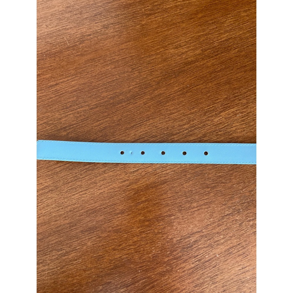 Beacon Hill Sky Blue Semi-Aniline Leather Skinny Belt Silver Western Buckle L - Picture 13 of 13